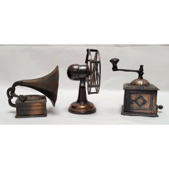 Vintage 1970s Lot of 3 Durham Industries Miniature Gramophone Fan Coffee Grinder - Picture 5 of 7